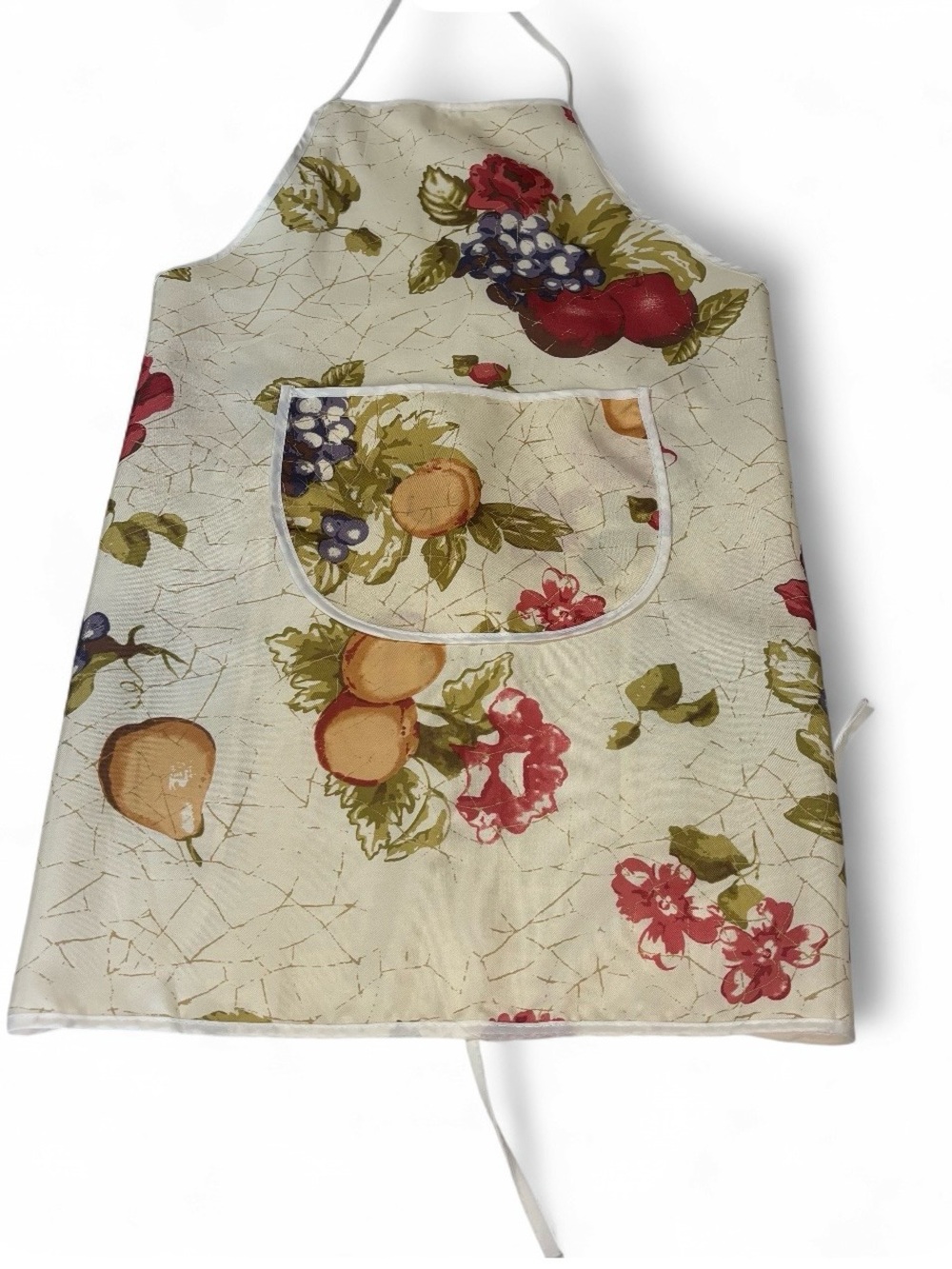 Vintage Floral  Apron in Cream with Fruit Print